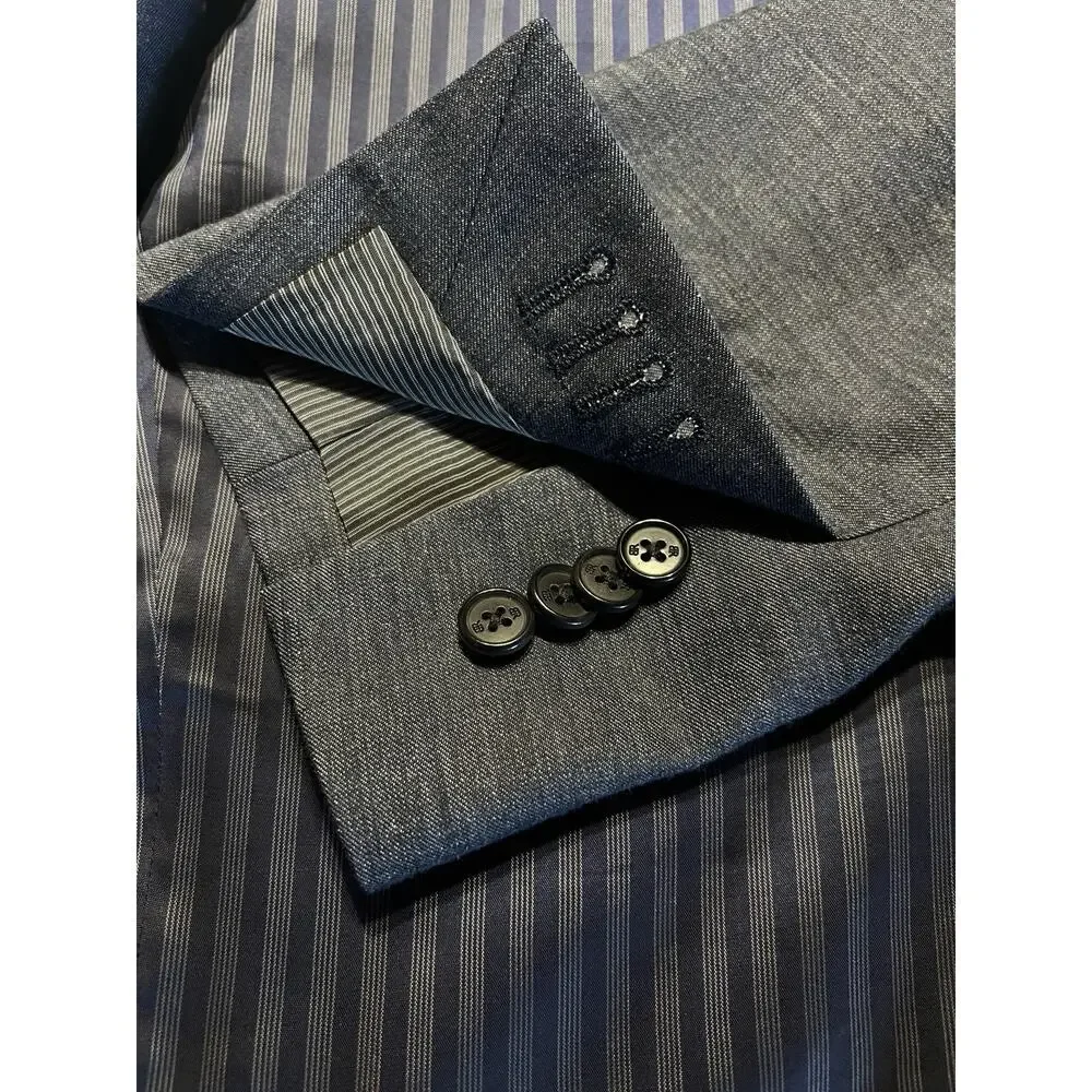 BR Banana Republic Marlane 40L 35x31 Slim Slate Blue Suit Wool Cotton